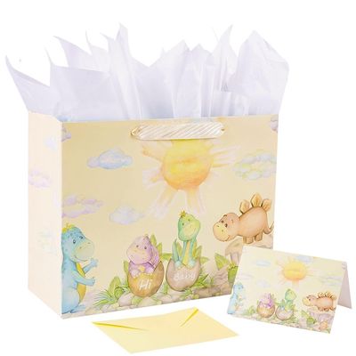 quality Bolsas de papel plegables para bebés recién nacidos de dibujos animados con su propio logotipo en cartón de marfil factory