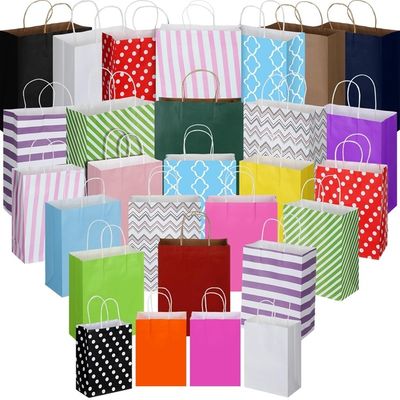 quality Hecho a mano biodegradable ecológico de rayas pastel dulces dulces de compras bolsas de papel Kraft factory